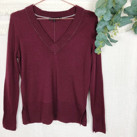 rag & bone | Burgandy Leanna V-Neck Sweater | XS - Picture 1 of 8